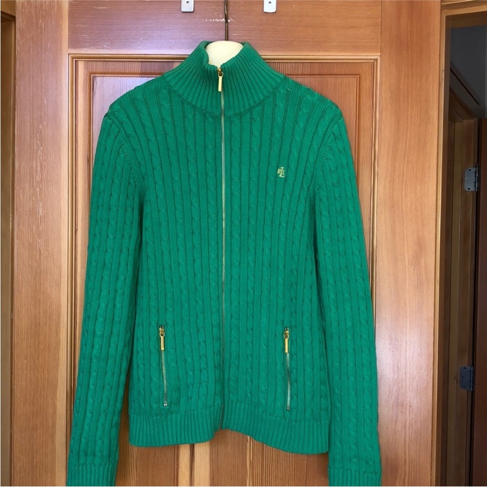 Lauren Ralph Lauren Green Knit Sweater cable knit sweater